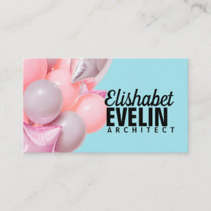 Carte De Visite Ballons d'anniversaire rose à la menthe