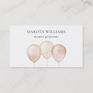 Carte De Visite Ballons de Parties scintillant rose et or amusants