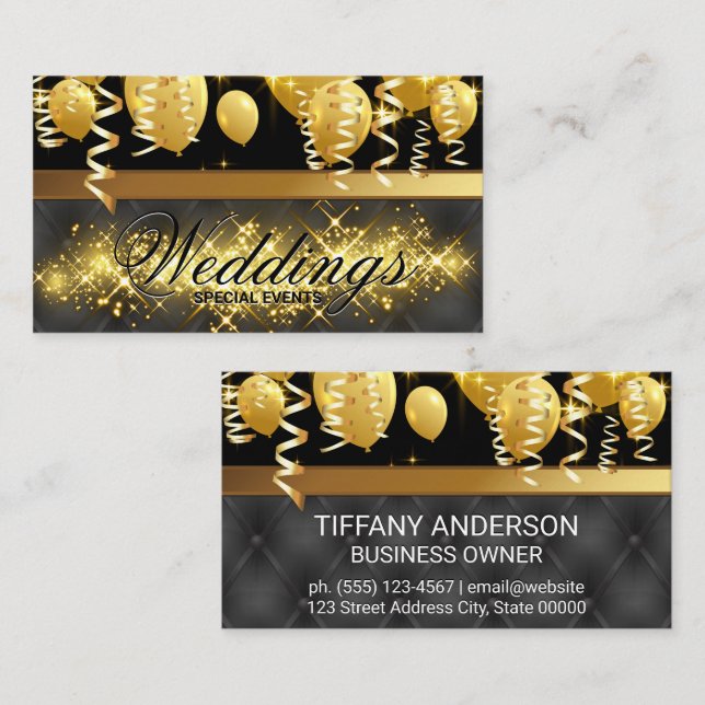 Carte De Visite Ballons d'or | Confetti | Golden Sparkle (Devant / Derrière)