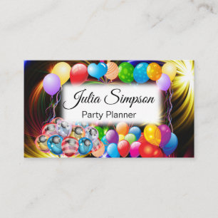 Carte De Visite Ballons élégants et colorés, Feu d'artifice, Desig