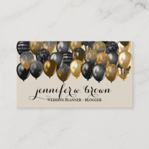 Carte De Visite Ballons noirs bronze brillants sur fond beige
