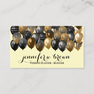 Carte De Visite Ballons noirs en bronze brillant sur Arrière - pla