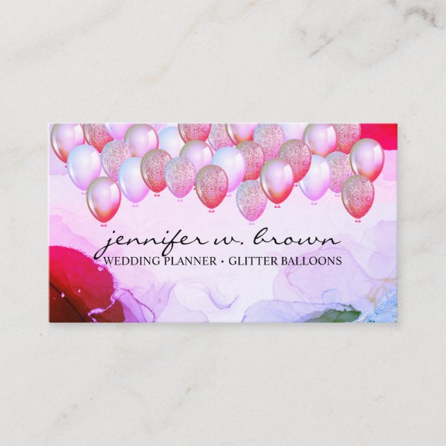 Carte De Visite Ballons Pailletés Occasions Organisateur de Fêtes (Devant)