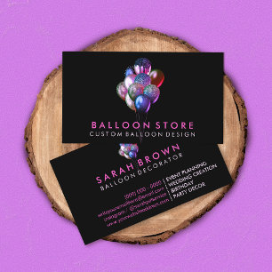 Carte De Visite Ballons rose parties scintillant pour la planifica