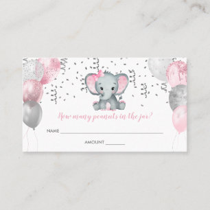 Carte De Visite Ballons roses Eléphant fille mignonne Baby shower