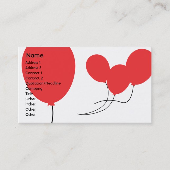 Carte De Visite Ballons rouges - Affaires (Devant)