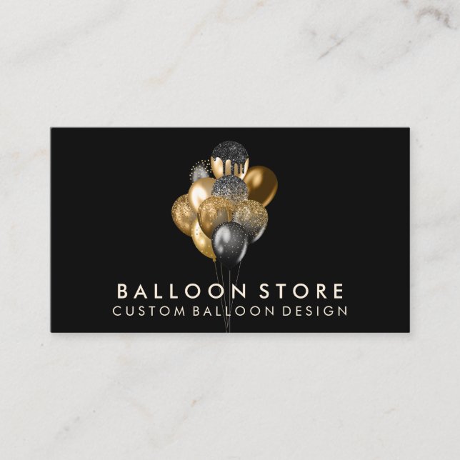 Carte De Visite Balloon Party Décor Boho rustique Noir (Devant)