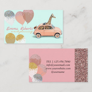 Carte De Visite Balloons en Giraffe Bleue Planification moderne de