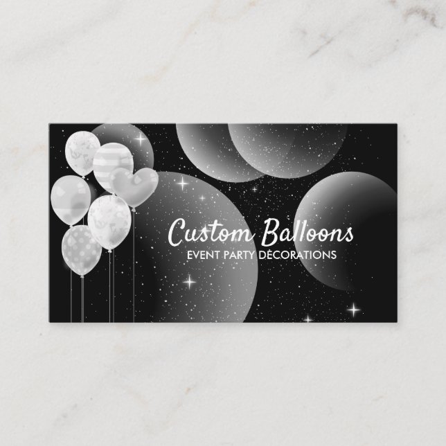 Carte De Visite Balloons Event Party Planner Decor Noir (Devant)