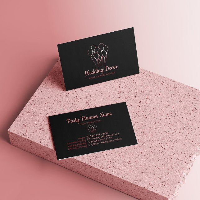Carte De Visite Ballotte Rose or esthétique (Balloon Rose Gold Aesthetic Business Card)