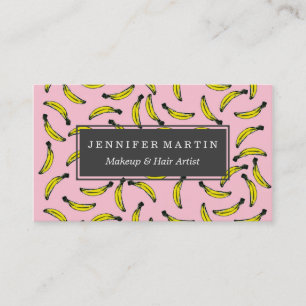 Carte De Visite Bananes peintes à la main mignonnes et rose