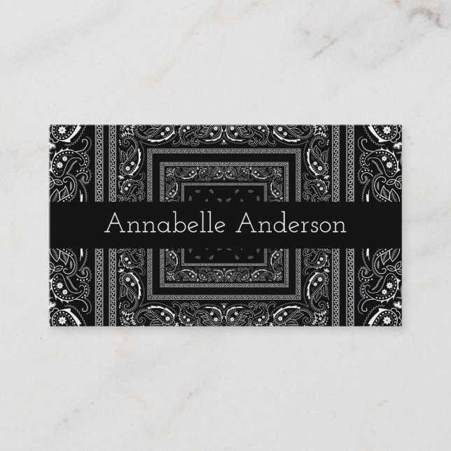 Carte De Visite Bandana noir et blanc Personnaliser (Devant)