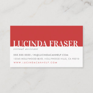 Carte De Visite BANDE BOLD MODERNE minimaliste gris rouge simple