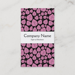 Carte De Visite Bande centrale - Feuille - Rose sur Noir