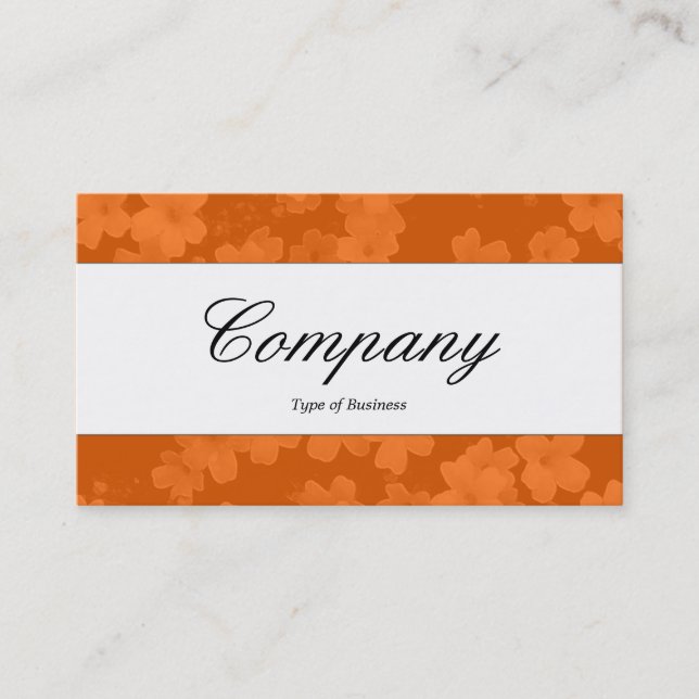 Carte De Visite Bande centrale - Script - Fleurs - Orange (Devant)