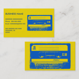 Carte De Visite Bande de cassette bleu et jaune rétro