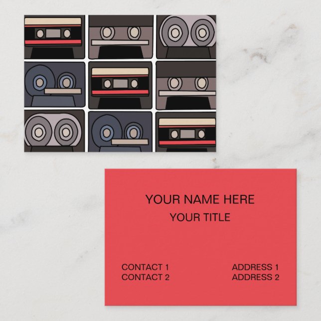 Carte De Visite Bande de cassette Mixtape Musique Artiste (Devant / Derrière)