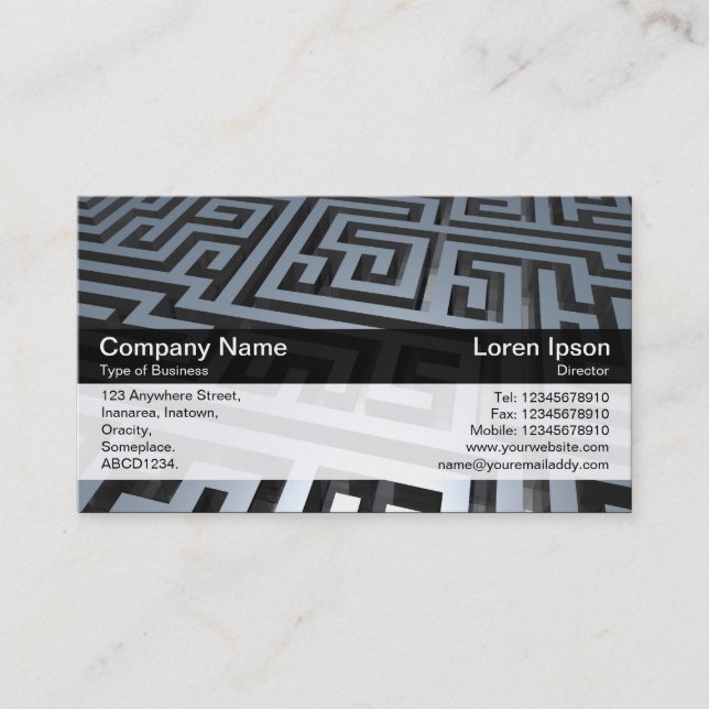 Carte De Visite Bande de couleur - noir - labyrinthe (Devant)
