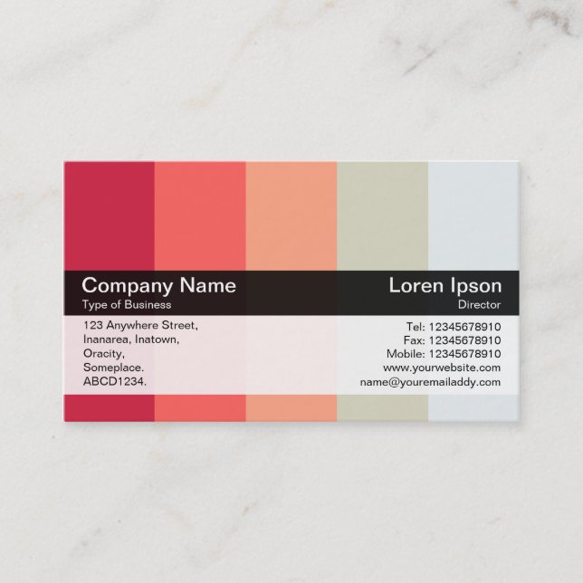 Carte De Visite Bande de couleurs - Noir - Couleurs (Devant)