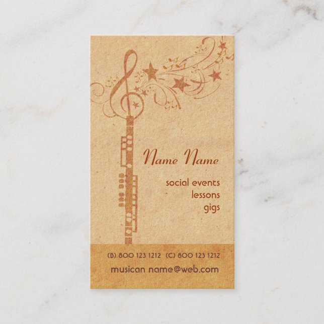 Carte De Visite Bande de hautbois de musique - instrument de (Devant)