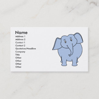 Carte De Visite Bande dessinée bleue mignonne d'éléphant