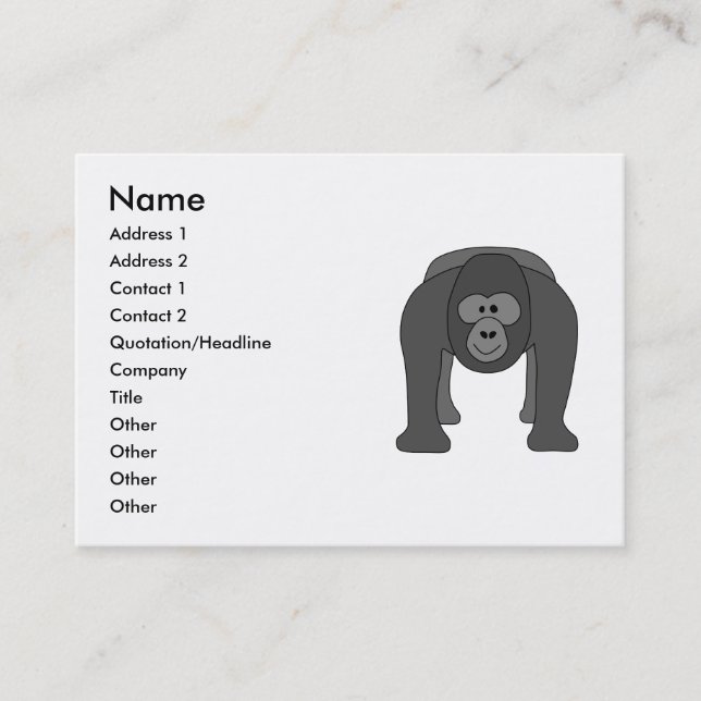 Carte De Visite Bande dessinée de gorille (Devant)