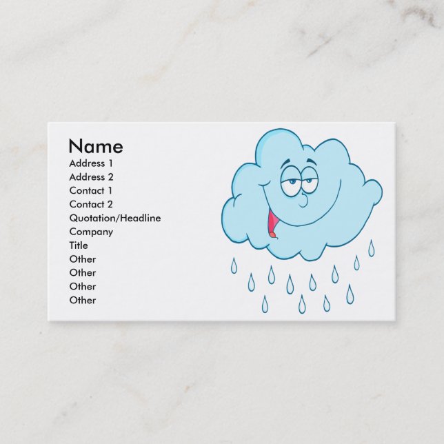 Carte De Visite bande dessinée de nuage de pluie (Devant)