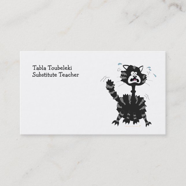 Carte De Visite Bande dessinée effrayée drôle Halloween de chat (Devant)