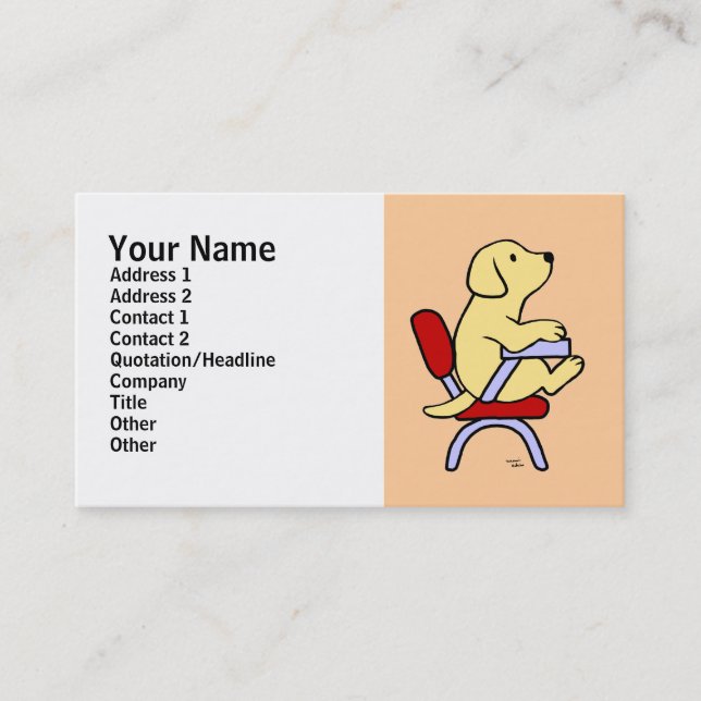 Carte De Visite Bande dessinée jaune de l'étudiant 1 de Labrador (Devant)