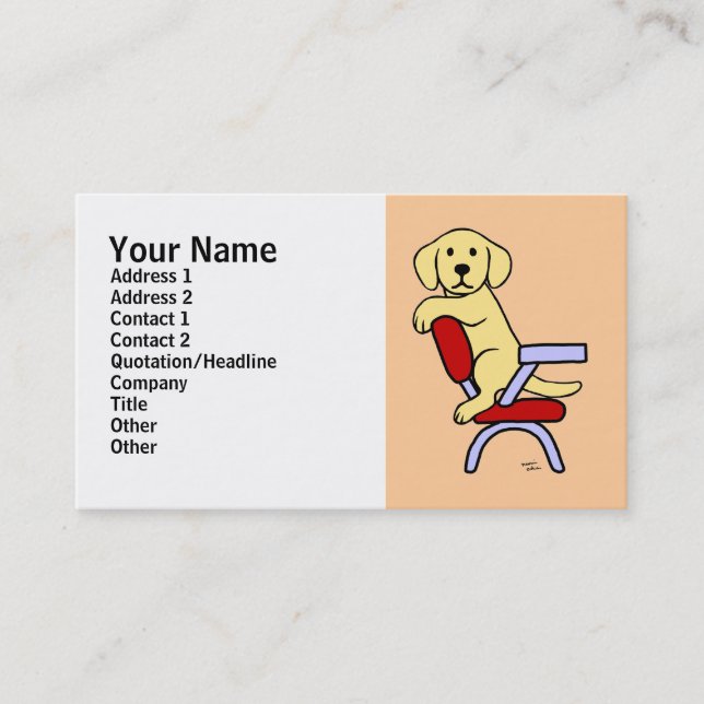 Carte De Visite Bande dessinée jaune de l'étudiant 3 de Labrador (Devant)