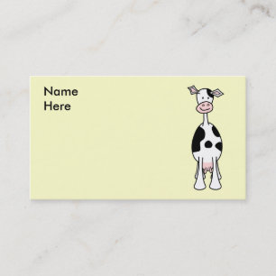 Carte De Visite Bande dessinée noire et blanche de vache. Avant