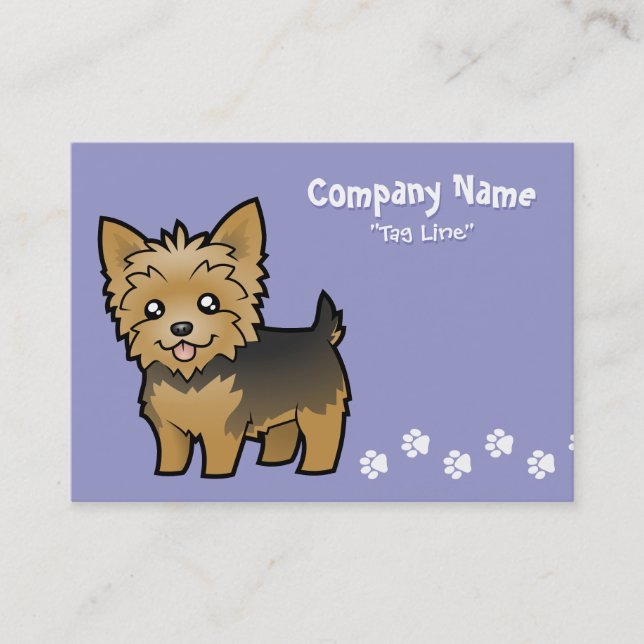 Carte De Visite Bande dessinée Yorkshire Terrier (cheveux courts (Devant)