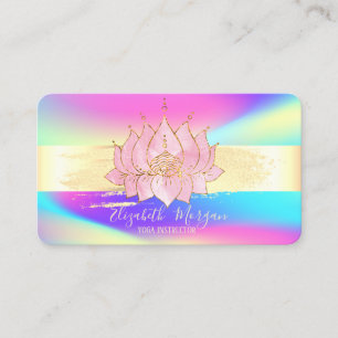 Carte De Visite Bande d'or moderne, Brush Stroke Holographic Lotus