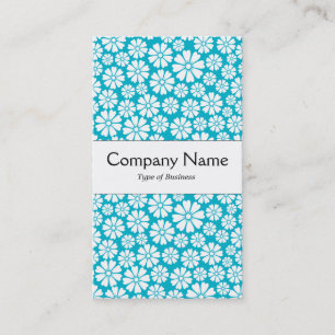 Carte De Visite Bande du centre - 8 pétales - Blanc sur Aqua Blue