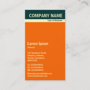 Carte De Visite Bande en-tête V - Vert foncé, crème et orange