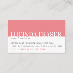 Carte De Visite BANDE MODERNE GRAVE minimale corail rose gris rose