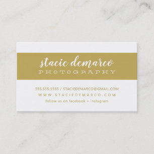 Carte De Visite BANDE MODERNE SIMPLE blanche or blanc vieux