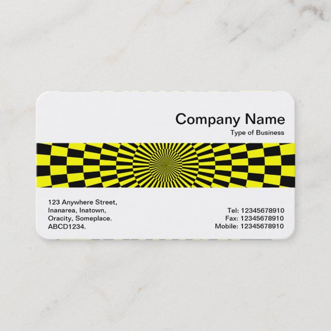 Carte De Visite Bande moyenne - Op Art Jaune et Noir (Devant)