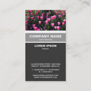 Carte De Visite Bande verticale - Lit de tulipes roses