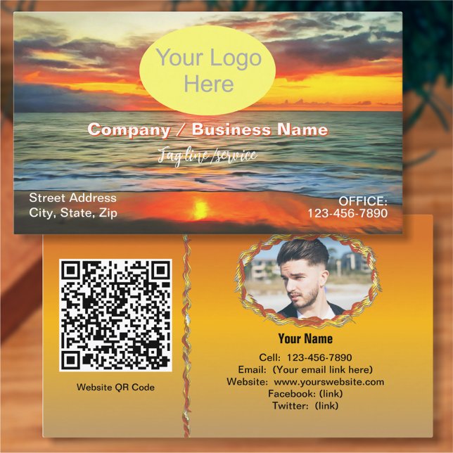 Carte De Visite Banderas Bay Sunset 1738 QR Code (Créateur téléchargé)