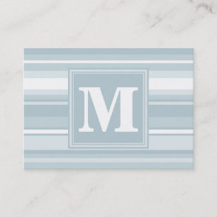 Carte De Visite Bandes bleu glace monogramme