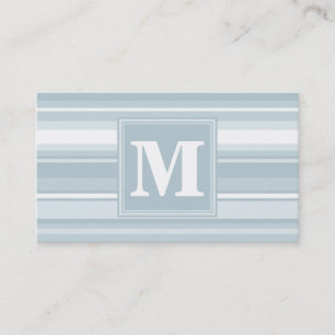 Carte De Visite Bandes bleu glace monogramme