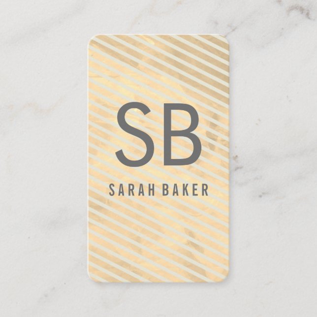 Carte De Visite Bandes Chic Monogrammes (Devant)