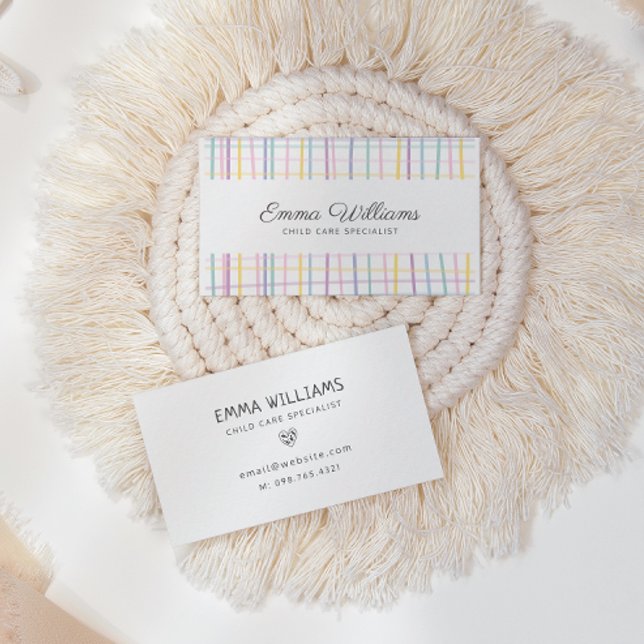 Carte De Visite Bandes colorées Garde d'enfants Garde d'enfants (Créateur téléchargé)