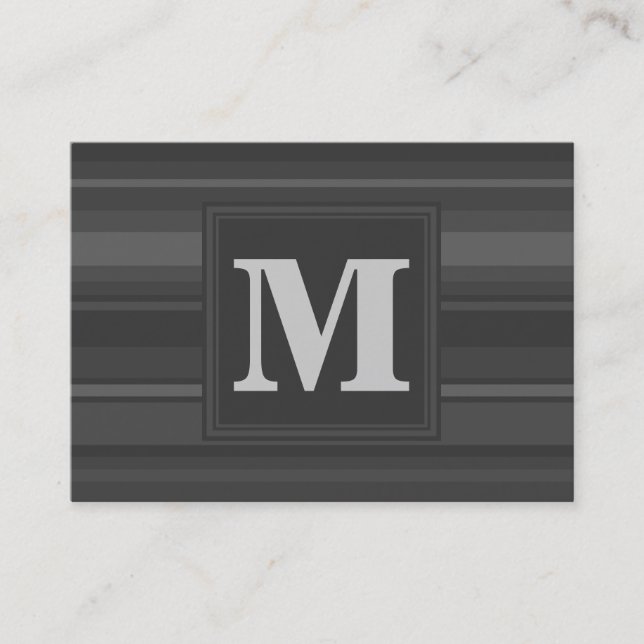 Carte De Visite Bandes de charbon de monogramme (Devant)