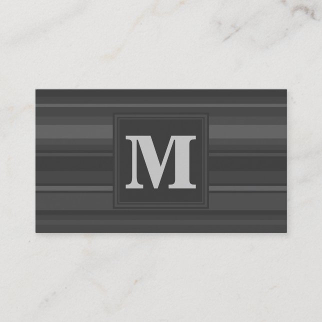 Carte De Visite Bandes de charbon de monogramme (Devant)