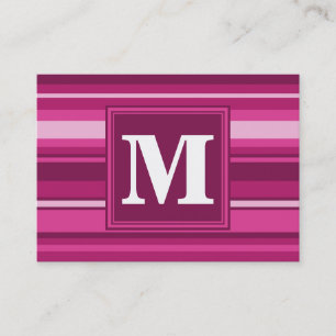 Carte De Visite Bandes de monogramme fuchsia