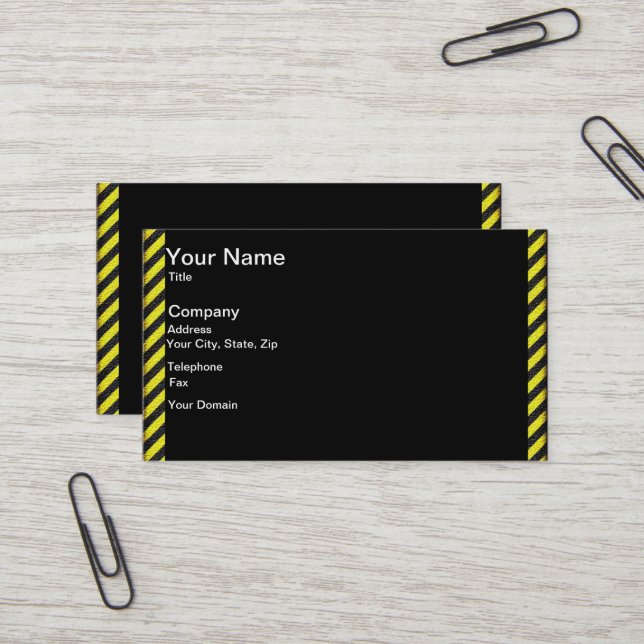 Carte De Visite Bandes diagonales minces en noir et jaune (Devant/Arrière en situation)