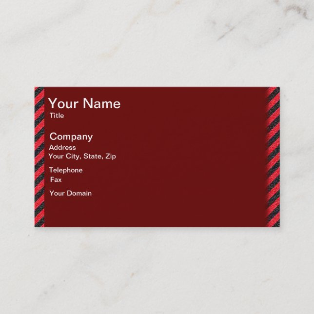 Carte De Visite Bandes diagonales noires et rouges minces (Devant)