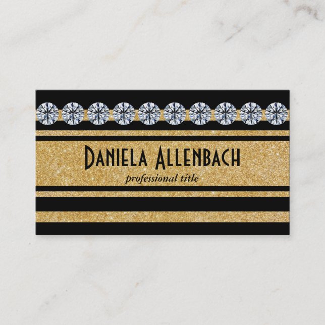 Carte De Visite Bandes Gold et Black 2 | Diamants (Devant)